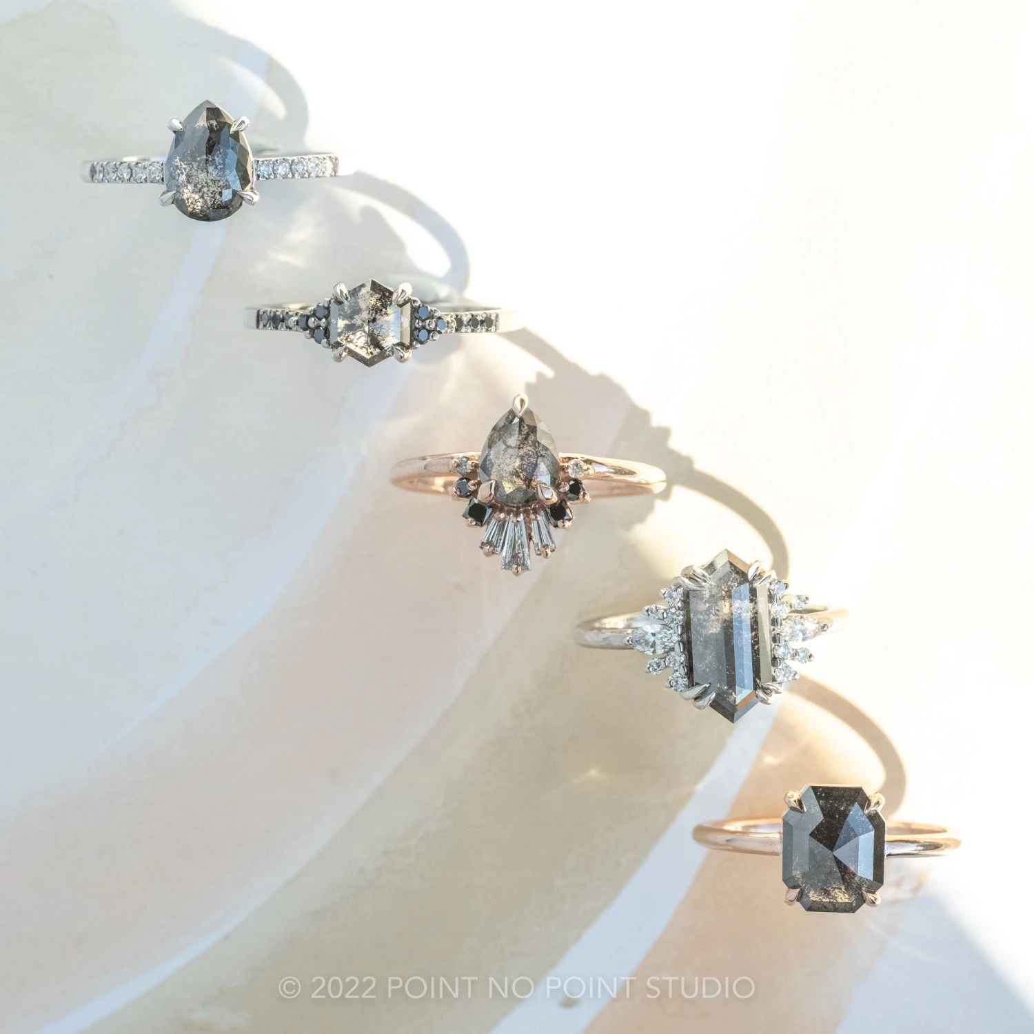 1.27 Carat Salt And Pepper Pear Diamond Engagement Ring, Ombre Wren Setting, 14K Rose Gold 6 1.27 Carat Salt And Pepper Pear Diamond Engagement Ring, Ombre Wren Setting, 14K Rose Gold - Image 6