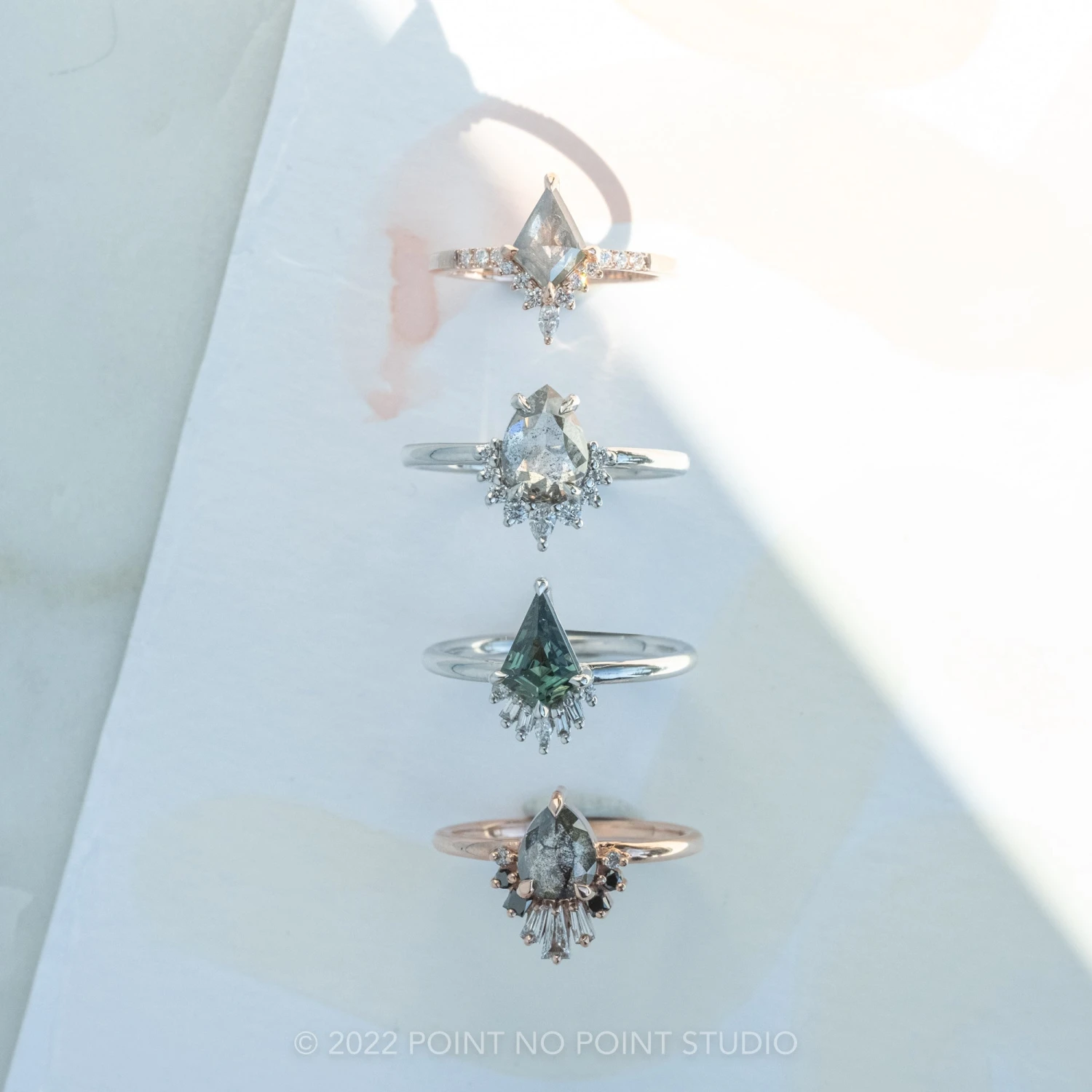 1.27 Carat Salt And Pepper Pear Diamond Engagement Ring, Ombre Wren Setting, 14K Rose Gold 7 1.27 Carat Salt And Pepper Pear Diamond Engagement Ring, Ombre Wren Setting, 14K Rose Gold - Image 7