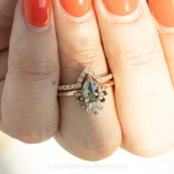 1.27 Carat Salt And Pepper Pear Diamond Engagement Ring, Ombre Wren Setting, 14K Rose Gold 13 1.27 Carat Salt And Pepper Pear Diamond Engagement Ring, Ombre Wren Setting, 14K Rose Gold -Point No Point Studio Store 20220728 SFS0148