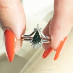 1.41 Carat Green Kite Sapphire Engagement Ring, Wren Setting, Platinum -Point No Point Studio Store 20220728 SFS0153 3c808988 0117 495e a438 6c882726f866