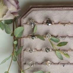 .99 Carat Salt And Pepper Pear Diamond Engagement Ring, Halo Setting, 14K Yellow Gold -Point No Point Studio Store 20220804 SFS0060