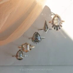 2.64 Carat Salt And Pepper Pear Diamond Engagement Ring, Oriole Setting, 14K Rose Gold -Point No Point Studio Store 20220811 SFS0089