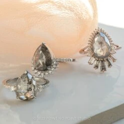 2.64 Carat Salt And Pepper Pear Diamond Engagement Ring, Oriole Setting, 14K Rose Gold -Point No Point Studio Store 20220811 SFS0098 Edit 2