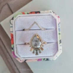 2.64 Carat Salt And Pepper Pear Diamond Engagement Ring, Oriole Setting, 14K Rose Gold -Point No Point Studio Store 20220811 SFS0105