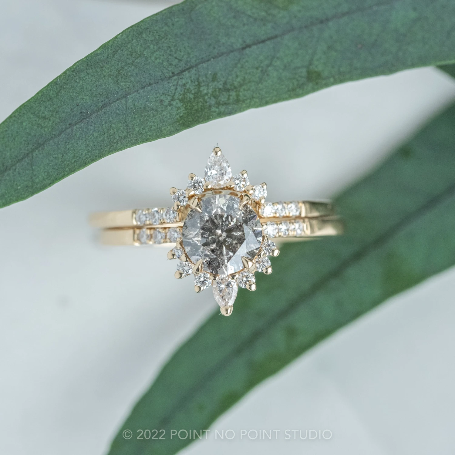 Pear Diamond Contour Band, Basket Emma Setting, 14k Yellow Gold 4 Pear Diamond Contour Band, Basket Emma Setting, 14k Yellow Gold - Image 4