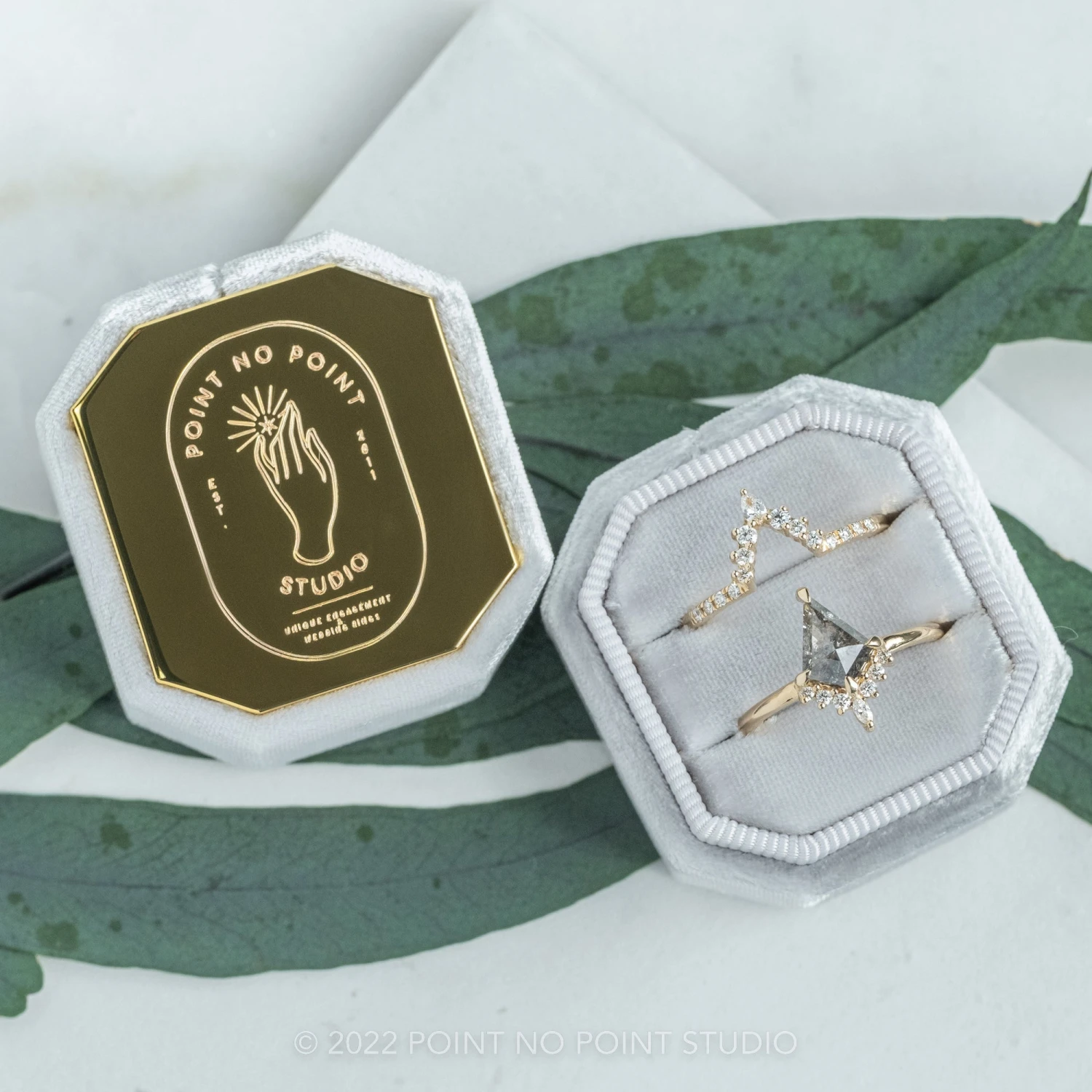 1.32 Carat Salt And Pepper Kite Diamond Engagement Ring, Ava Setting, 14K Yellow Gold 3 1.32 Carat Salt And Pepper Kite Diamond Engagement Ring, Ava Setting, 14K Yellow Gold - Image 3