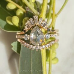1.82 Carat Icy Grey Pear Diamond Engagement Ring, Eliza Setting, 14K Yellow Gold -Point No Point Studio Store 20220908 SFS0171