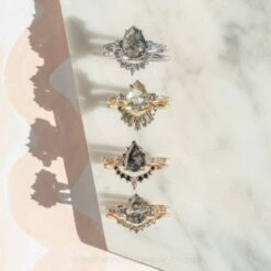 1.82 Carat Icy Grey Pear Diamond Engagement Ring, Eliza Setting, 14K Yellow Gold -Point No Point Studio Store 20220908 SFS0173