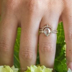 1.82 Carat Icy Grey Pear Diamond Engagement Ring, Eliza Setting, 14K Yellow Gold -Point No Point Studio Store 20220908 SFS0192