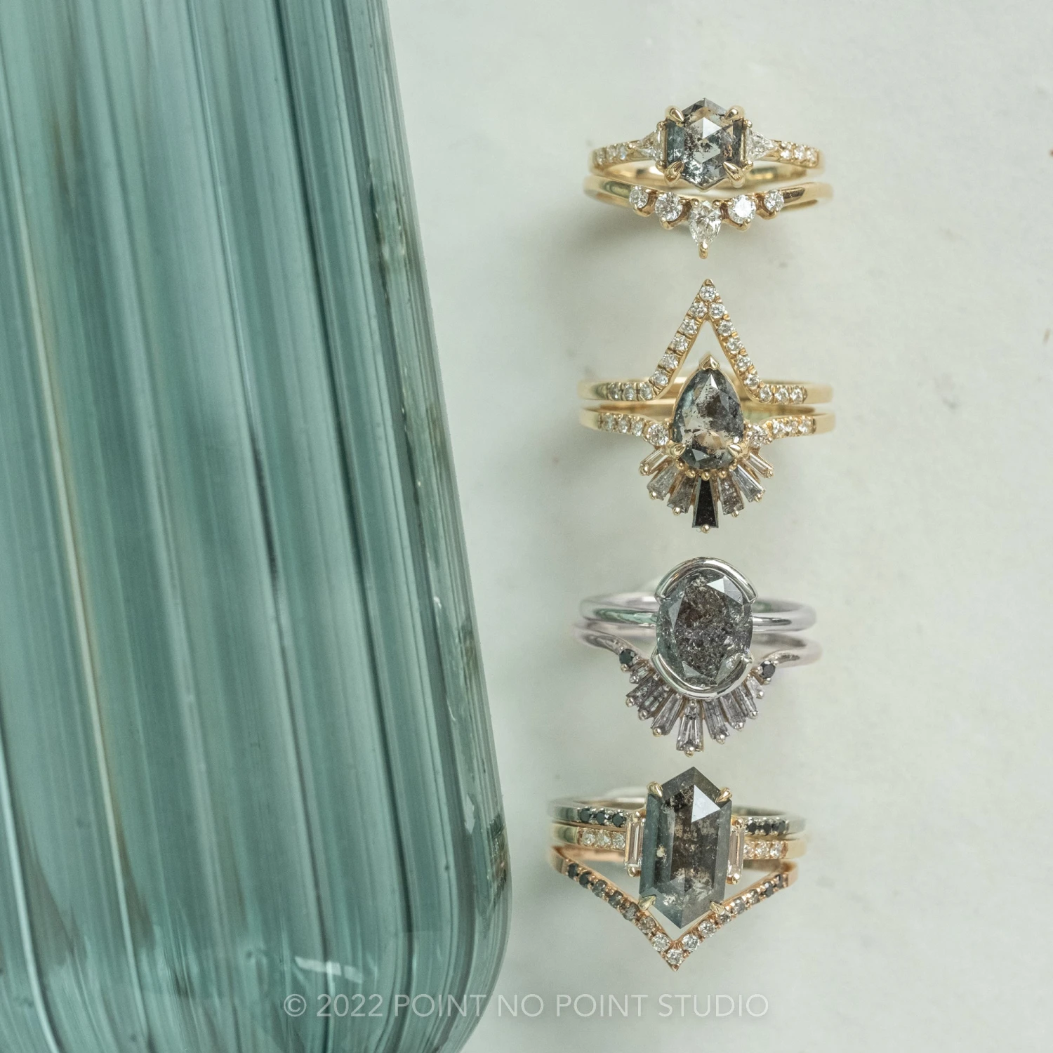 2.79 Carat Black Speckled Oval Diamond Engagement Ring, Shay Setting, 14k White Gold 7 2.79 Carat Black Speckled Oval Diamond Engagement Ring, Shay Setting, 14k White Gold - Image 7