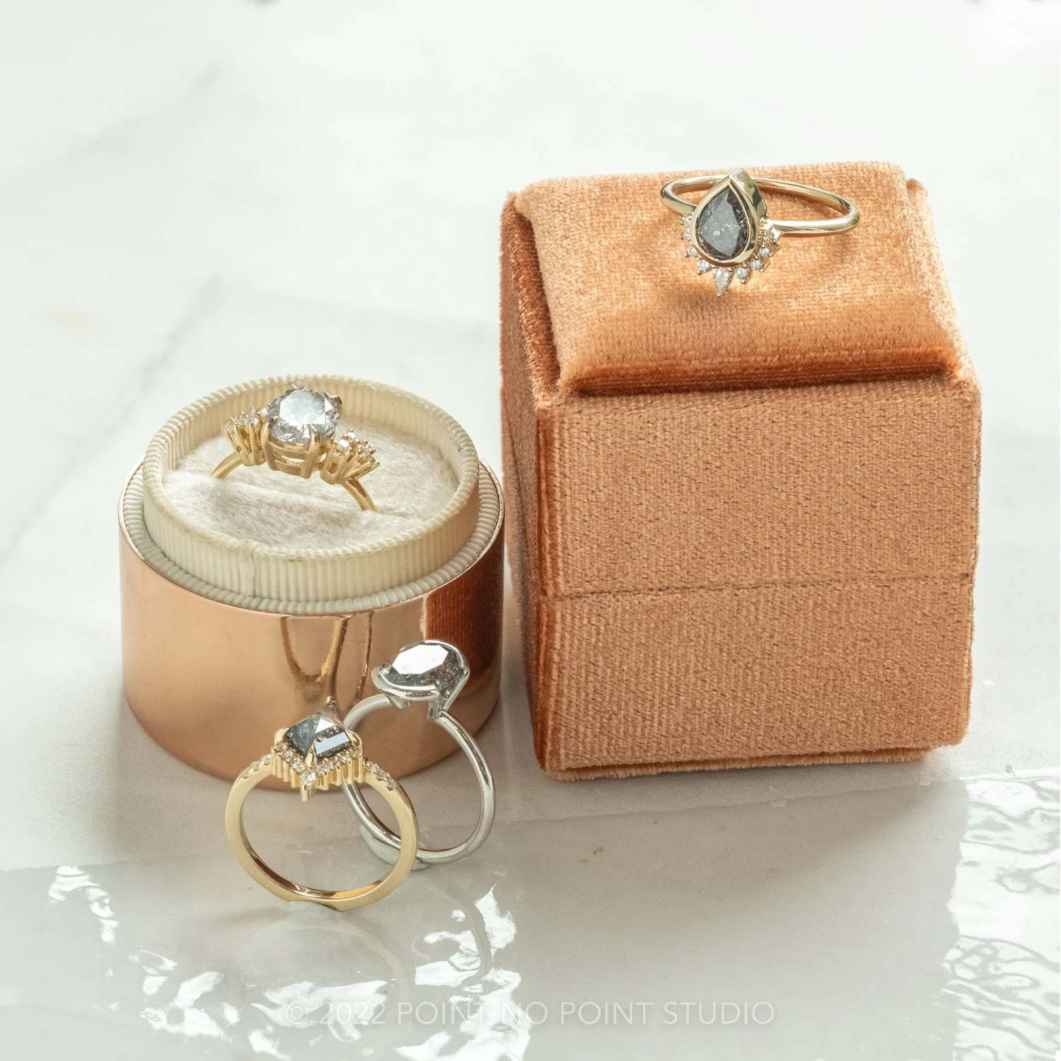 2.79 Carat Black Speckled Oval Diamond Engagement Ring, Shay Setting, 14k White Gold 5 2.79 Carat Black Speckled Oval Diamond Engagement Ring, Shay Setting, 14k White Gold - Image 5