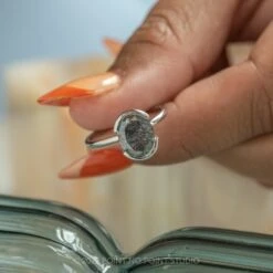 2.79 Carat Black Speckled Oval Diamond Engagement Ring, Shay Setting, 14k White Gold 13 2.79 Carat Black Speckled Oval Diamond Engagement Ring, Shay Setting, 14k White Gold -Point No Point Studio Store 20220915 SFS0231