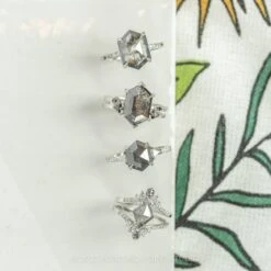 2.71 Carat Salt And Pepper Hexagon Diamond Engagement Ring, Ombre Jules Setting, Platinum -Point No Point Studio Store 20221020 SFS0137 2608f9a4 86f5 4cc7 8395 01e672f8fe4b