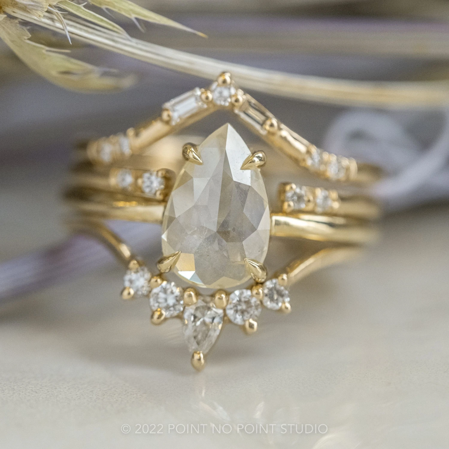 1.78 Carat Icy White Pear Diamond Engagement Ring, Jane Setting, 14K Yellow Gold 5 1.78 Carat Icy White Pear Diamond Engagement Ring, Jane Setting, 14K Yellow Gold - Image 5
