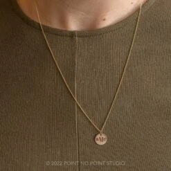 14k Gold Engraved Alouette Monogram Large Round Charm -Point No Point Studio Store 20221027 SFS0147