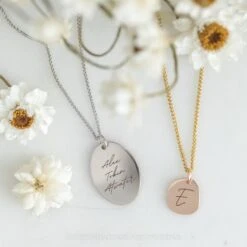 14k Gold Engraved Viero Single Initial Small Organic Unique Charm -Point No Point Studio Store 20221027 SFS0156