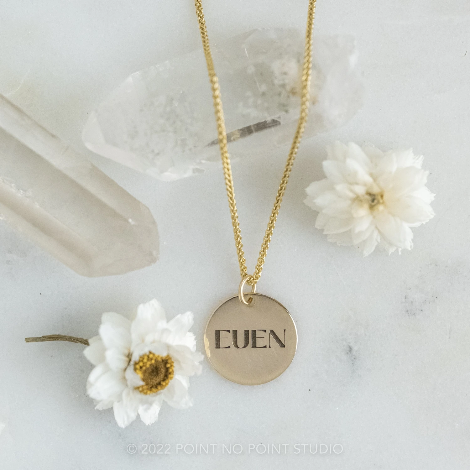 14k Gold Engraved Altair Large Round Charm 2 14k Gold Engraved Altair Large Round Charm - Image 2