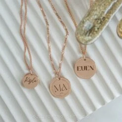 14k Gold Engraved Phoenix Single Name Small Round Charm 9 14k Gold Engraved Phoenix Single Name Small Round Charm -Point No Point Studio Store 20221027 SFS0164 3