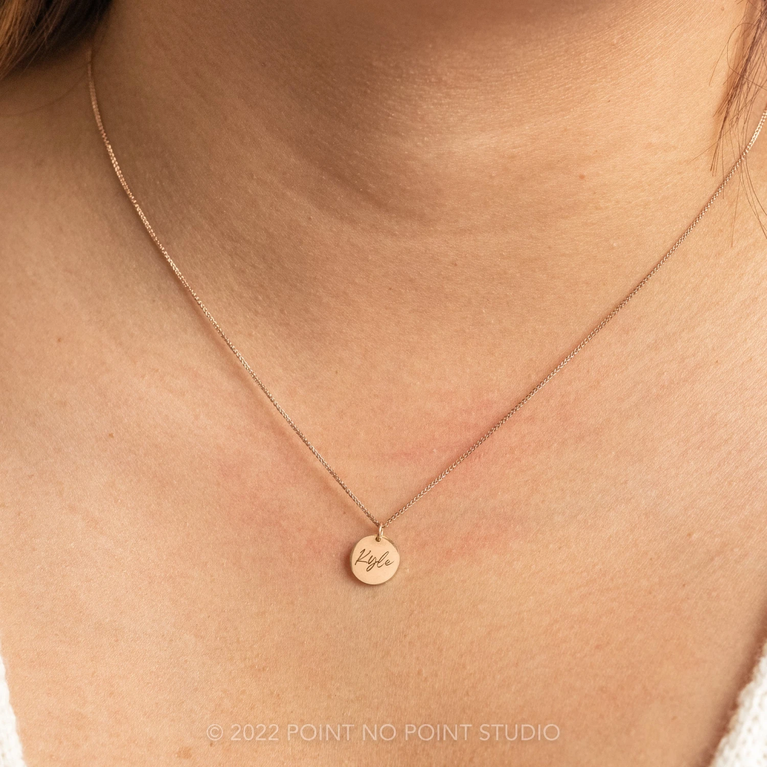 14k Gold Engraved Phoenix Single Name Small Round Charm 3 14k Gold Engraved Phoenix Single Name Small Round Charm - Image 3