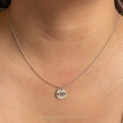 14k Gold Engraved Alouette Monogram Large Round Charm -Point No Point Studio Store 20221028 SFS0261