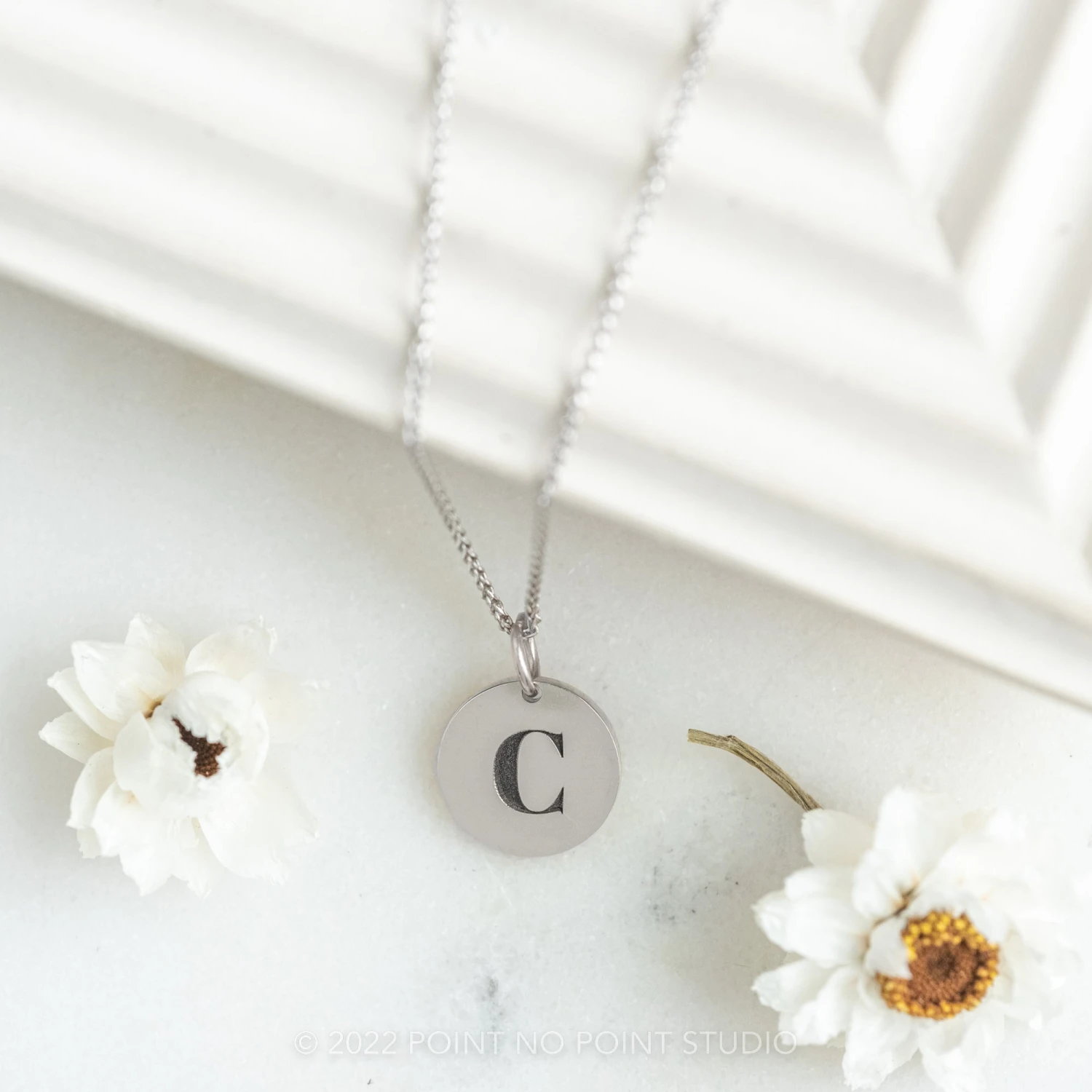 14k Gold Engraved Alouette Single Initial Small Round Charm 1 14k Gold Engraved Alouette Single Initial Small Round Charm