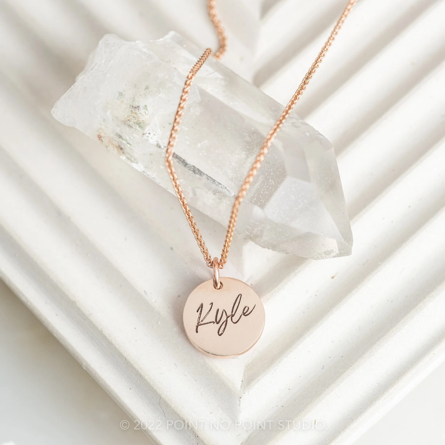 14k Gold Engraved Phoenix Single Name Small Round Charm 1 14k Gold Engraved Phoenix Single Name Small Round Charm