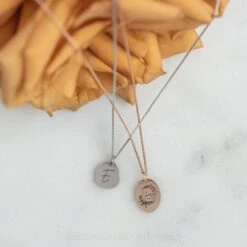 14k Gold Engraved Viero Single Initial Small Organic Unique Charm -Point No Point Studio Store 20221028 SFS0293