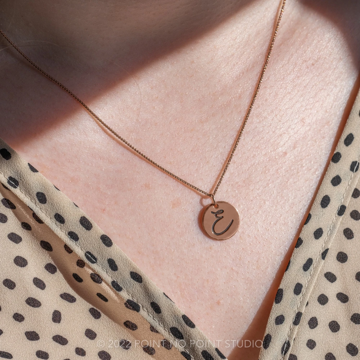 14k Gold Engraved Arden Single Initial Large Round Charm 3 14k Gold Engraved Arden Single Initial Large Round Charm - Image 3