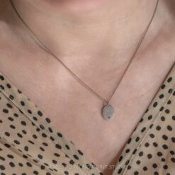 14k Gold Engraved Loa With Birthstone Small Oval Unique Charm -Point No Point Studio Store 20221102 SFS0110