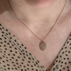 14k Gold Engraved Lark Large Oval Charm -Point No Point Studio Store 20221102 SFS0112