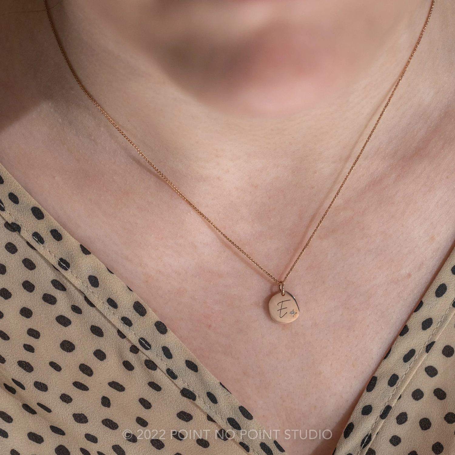 14k Gold Engraved Viero Single Initial & Birthstone Small Organic Unique Charm 6 14k Gold Engraved Viero Single Initial & Birthstone Small Organic Unique Charm - Image 6