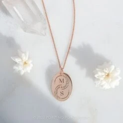 14k Gold Engraved Lark Large Oval Charm -Point No Point Studio Store 20221102 SFS0127