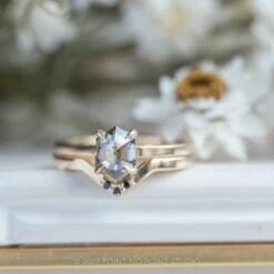 Triple Black Diamond Wedding Band, Quinn Setting, 14K Yellow Gold 8 Triple Black Diamond Wedding Band, Quinn Setting, 14K Yellow Gold -Point No Point Studio Store 20221102 SFS0157 1