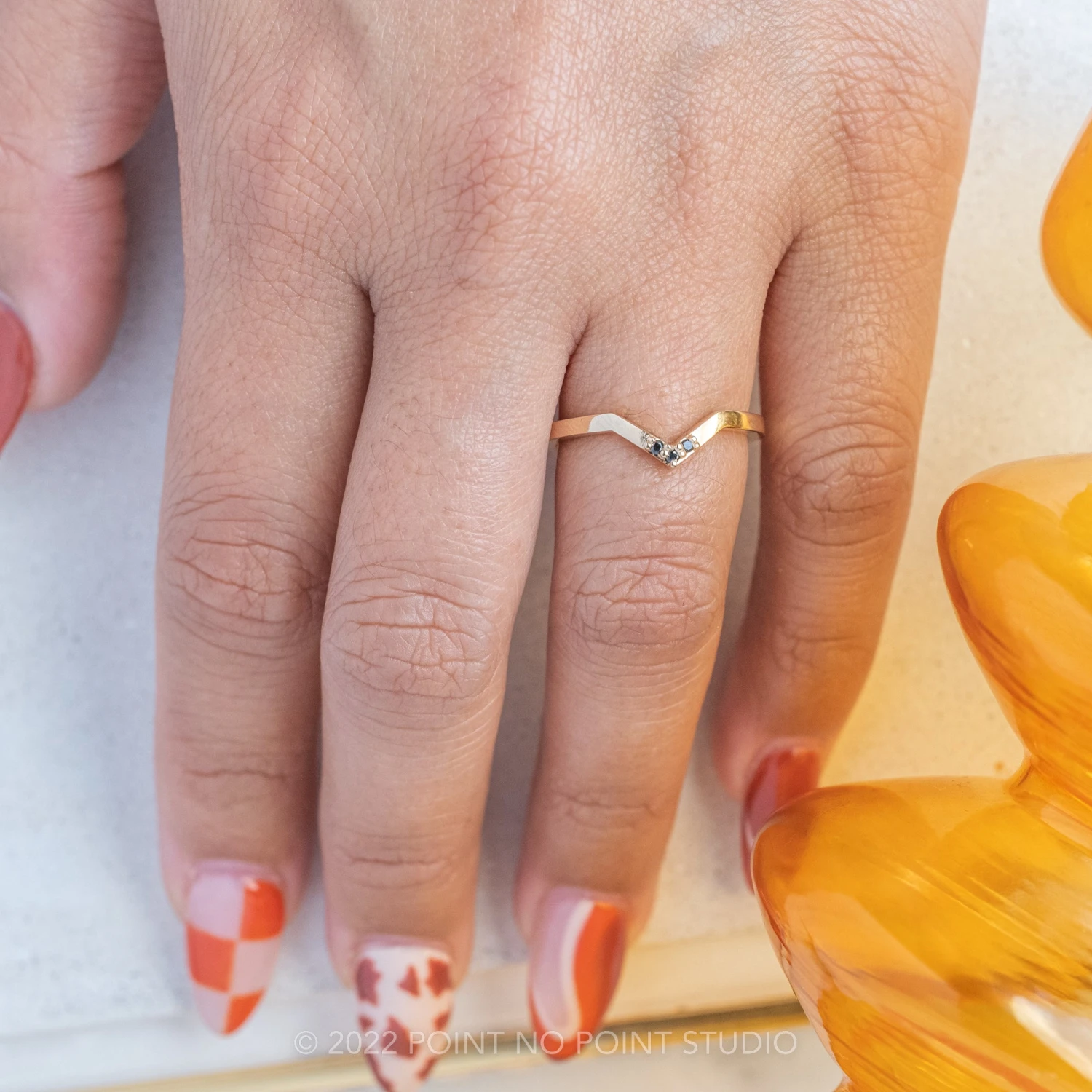 Triple Black Diamond Wedding Band, Quinn Setting, 14K Yellow Gold 2 Triple Black Diamond Wedding Band, Quinn Setting, 14K Yellow Gold - Image 2