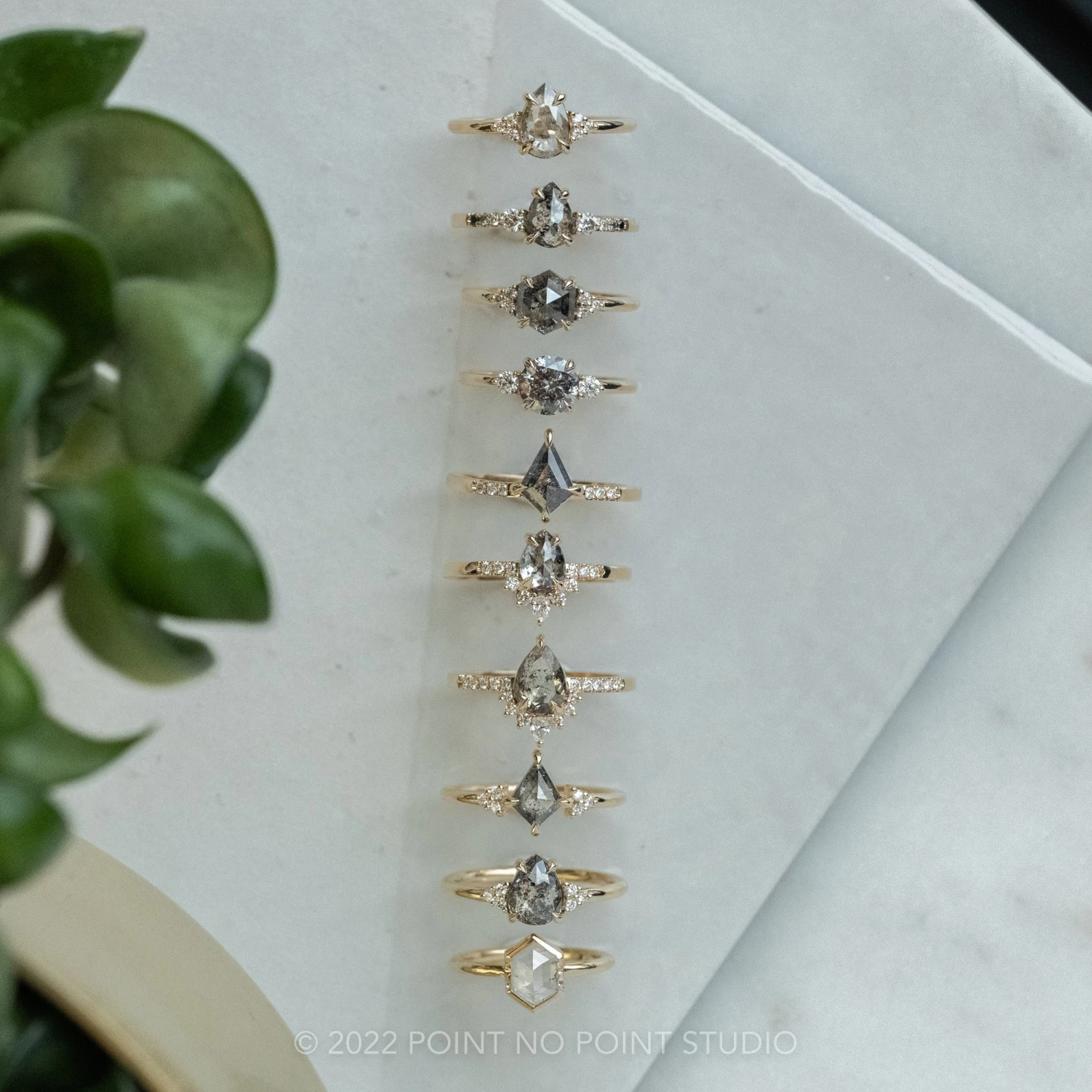 1.18 Carat Salt And Pepper Pear Diamond Engagement Ring, Quinn Setting, 14k Yellow Gold 3 1.18 Carat Salt And Pepper Pear Diamond Engagement Ring, Quinn Setting, 14k Yellow Gold - Image 3