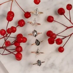 1.33 Carat Salt And Pepper Kite Diamond Engagement Ring, Ava Setting, 14K Rose Gold -Point No Point Studio Store 20221129 SFS0154 7826bf0d 1290 41b2 aa5a 91e6468bce1b