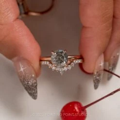 1.59 Carat Salt And Pepper Round Diamond Engagement Ring, Tulip Jane Setting, 14k Rose Gold -Point No Point Studio Store 20221129 SFS0169