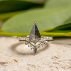 1.43 Carat Salt And Pepper Kite Diamond Engagement Ring, Juliette Setting, Platinum -Point No Point Studio Store 20221213 SFS0206 2873d204 50c5 400f b6e6 52b12ca84467