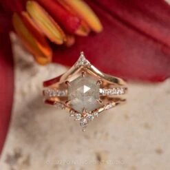 2.08 Carat Icy White Hexagon Diamond Engagement Ring, Jules Setting, 14K Rose Gold -Point No Point Studio Store 20221213 SFS0208