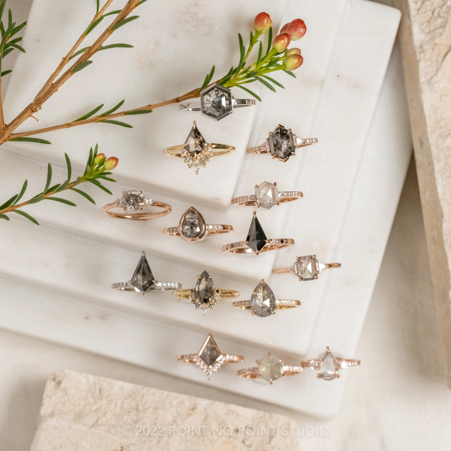 1.51 Carat Icy White Hexagon Diamond Engagement Ring, Jules Setting, 14K Rose Gold 4 1.51 Carat Icy White Hexagon Diamond Engagement Ring, Jules Setting, 14K Rose Gold - Image 4