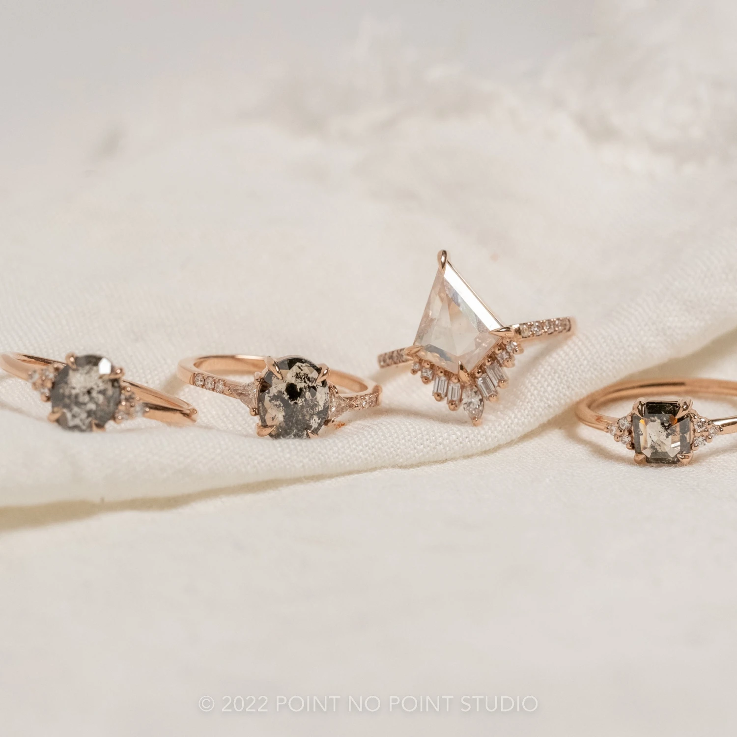 1.61 Carat Salt And Pepper Oval Diamond Engagement Ring, Quinn Setting, 14K Rose Gold 3 1.61 Carat Salt And Pepper Oval Diamond Engagement Ring, Quinn Setting, 14K Rose Gold - Image 3