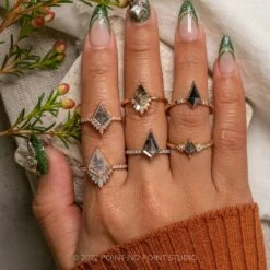 1.43 Carat Salt And Pepper Kite Diamond Engagement Ring, Juliette Setting, Platinum -Point No Point Studio Store 20221213 SFS0246 ea7e0a15 f5cb 4a23 a299 c4693e939499