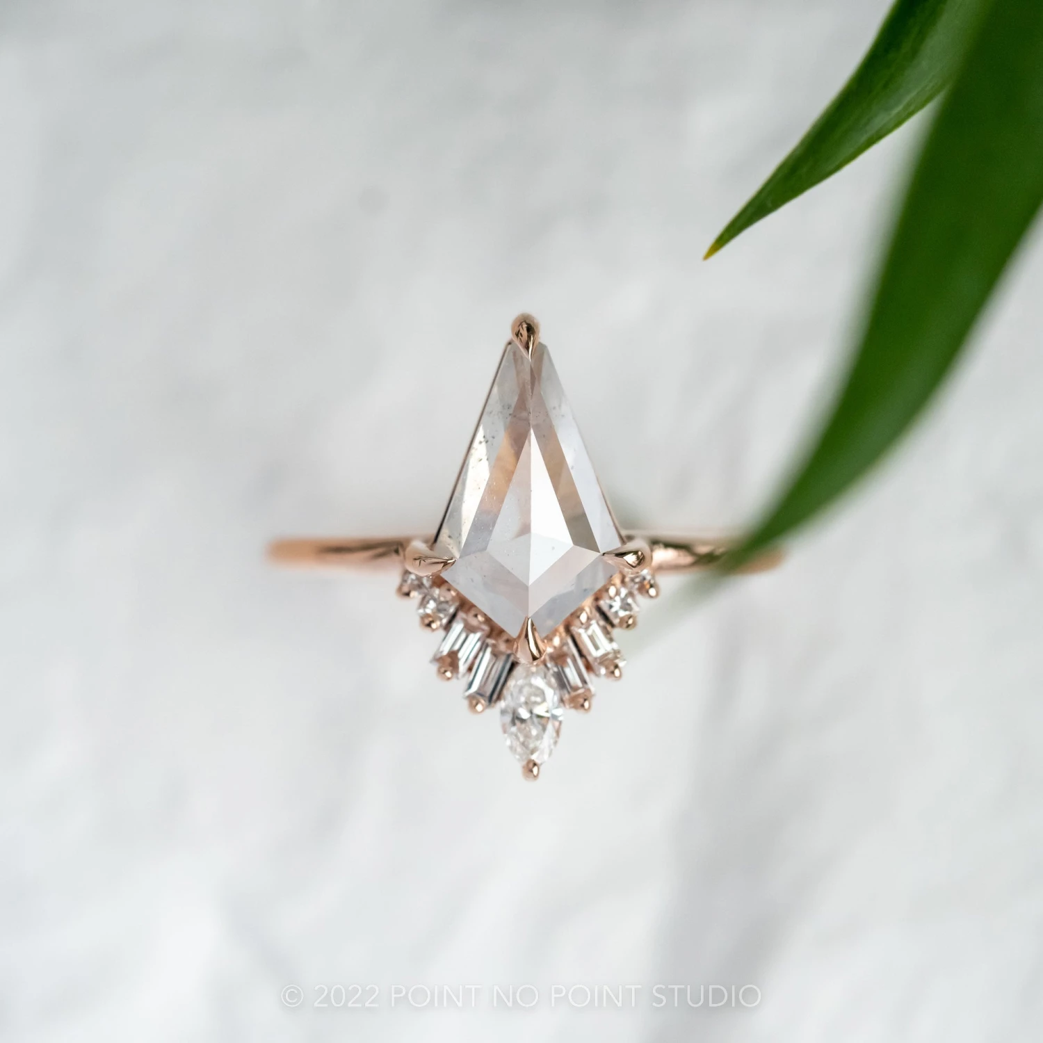 1.92 Carat Fancy White Kite Diamond Engagement Ring, Wren Setting, 14K Rose Gold 3 1.92 Carat Fancy White Kite Diamond Engagement Ring, Wren Setting, 14K Rose Gold - Image 3