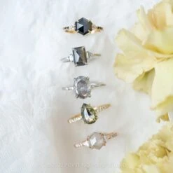 2.19 Carat Salt And Pepper Oval Diamond Engagement Ring, Nova Setting, 14K White Gold 21 2.19 Carat Salt And Pepper Oval Diamond Engagement Ring, Nova Setting, 14K White Gold -Point No Point Studio Store 20221222 SFS0160 1