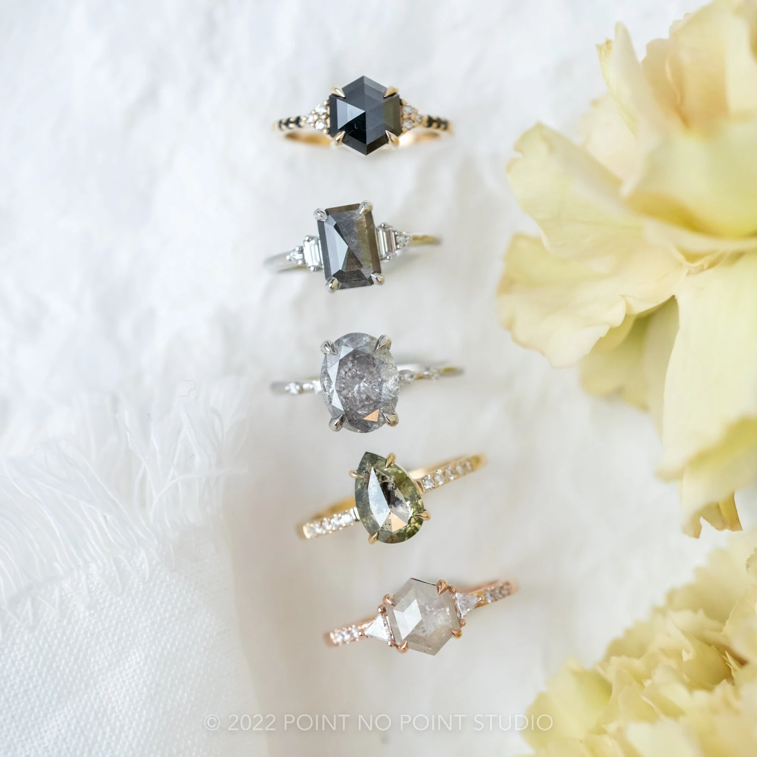 2.19 Carat Salt And Pepper Oval Diamond Engagement Ring, Nova Setting, 14K White Gold 9 2.19 Carat Salt And Pepper Oval Diamond Engagement Ring, Nova Setting, 14K White Gold - Image 9