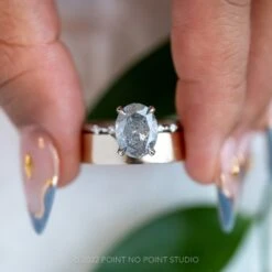 2.19 Carat Salt And Pepper Oval Diamond Engagement Ring, Nova Setting, Platinum -Point No Point Studio Store 20221222 SFS0190 43b10da4 737f 4473 a530 a34de6f35872