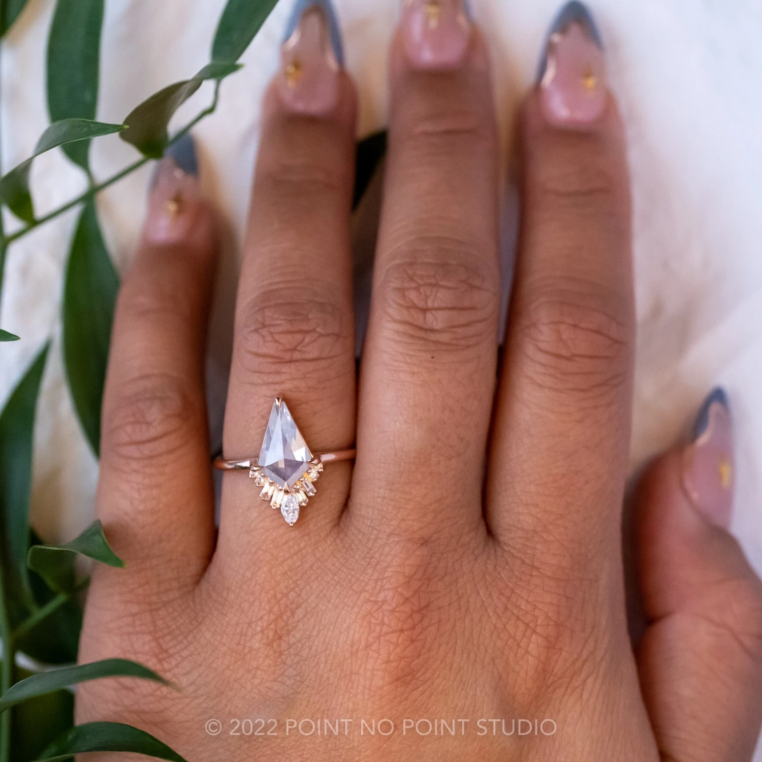 1.92 Carat Fancy White Kite Diamond Engagement Ring, Wren Setting, 14K Rose Gold 2 1.92 Carat Fancy White Kite Diamond Engagement Ring, Wren Setting, 14K Rose Gold - Image 2