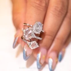 2.19 Carat Salt And Pepper Oval Diamond Engagement Ring, Nova Setting, 14K White Gold 16 2.19 Carat Salt And Pepper Oval Diamond Engagement Ring, Nova Setting, 14K White Gold -Point No Point Studio Store 20221222 SFS0241