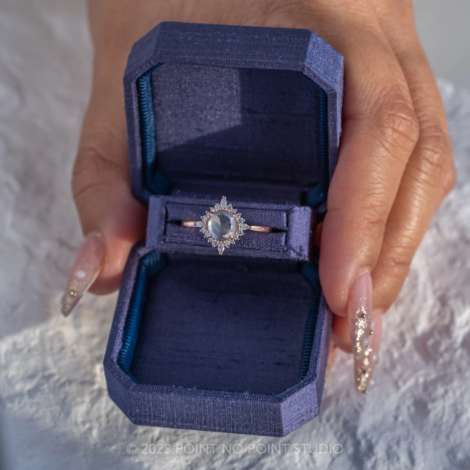 1.42 Carat Icy Grey Diamond Engagement Ring, Cosette Setting, 14k Rose Gold 3 1.42 Carat Icy Grey Diamond Engagement Ring, Cosette Setting, 14k Rose Gold - Image 3