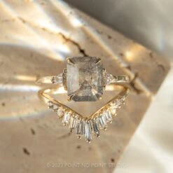 2.37tcw Salt And Pepper Emerald Cut Diamond Engagement Ring, Zoe Setting, 14K Yellow Gold -Point No Point Studio Store 20230119 SFS0110